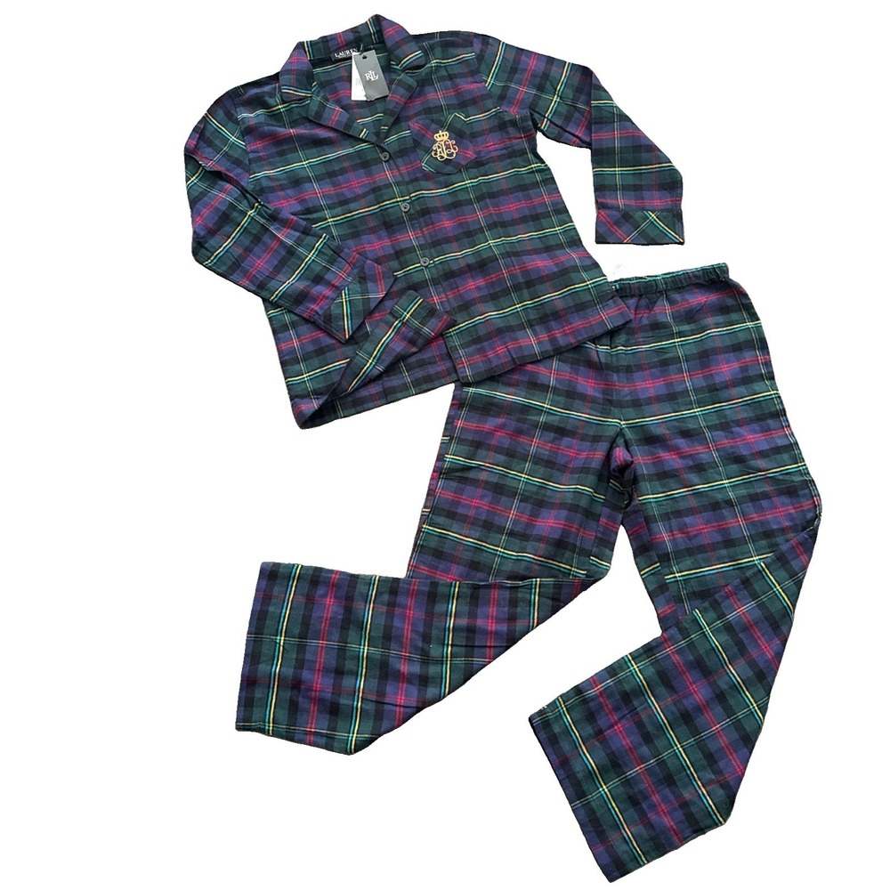 Ralph Lauren Tartan Plaid Pajama Set Women Medium 2 Piece NWT